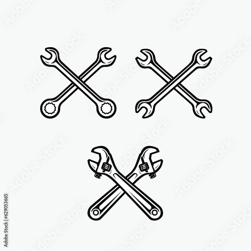 Crossing Wrench Tools Vector Art Vector Illustration Isolated