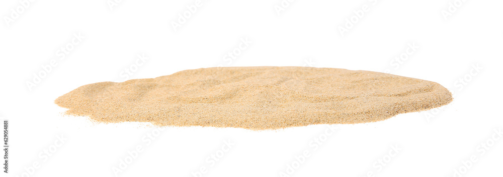 Beautiful dry beach sand isolated on white Beautiful dry beach sand isolated on white