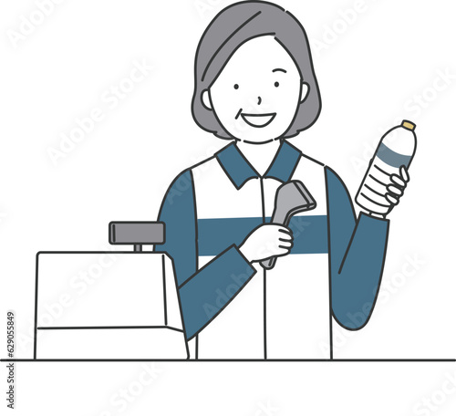 コンビニで働く中高年の女性店員