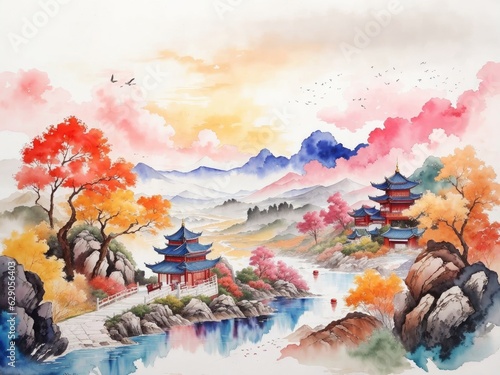 Serenity in Strokes: Japanese Oil Painting Landscapes © Летов Егор