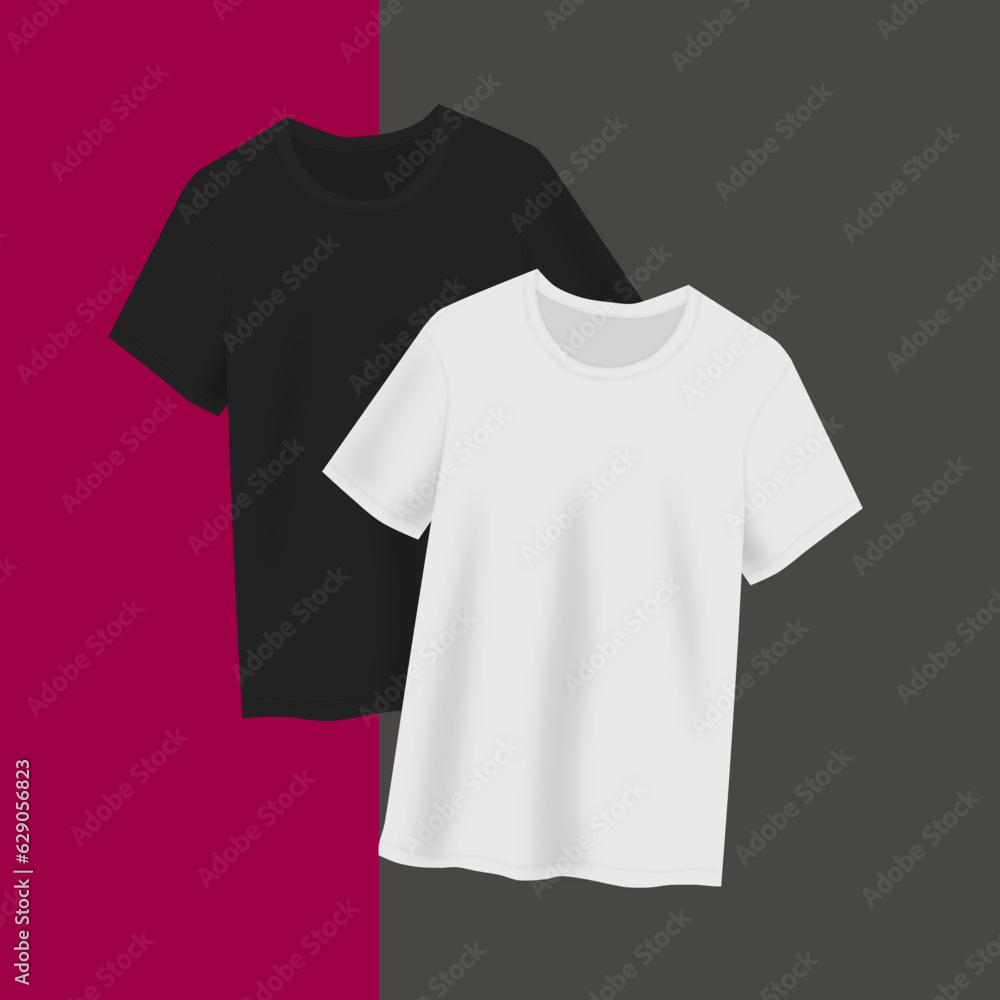 Black and White Blank T-Shirt Mockup Flat Designs Illustration Minimalist Background Black and White Blank T-Shirt Mockup Flat Designs Illustration Minimalist Background
