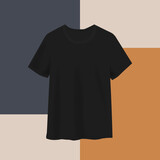 Blank Black T-Shirt Mockup Flat Designs Illustration Minimalist Background