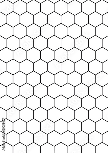 ハニカム(六角形)テクスチャ　線画　黒