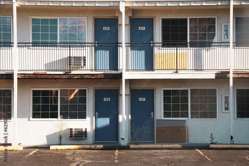 Old and abandoned closed motel