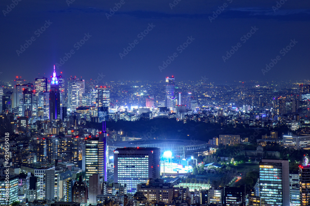 city skyline at night