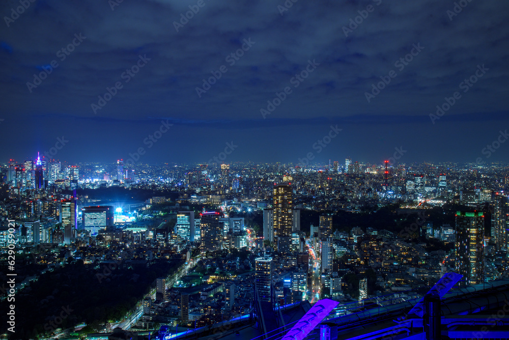 city skyline at night