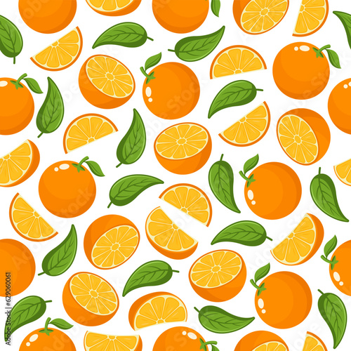 Orange fruit seamless pattern background illustration