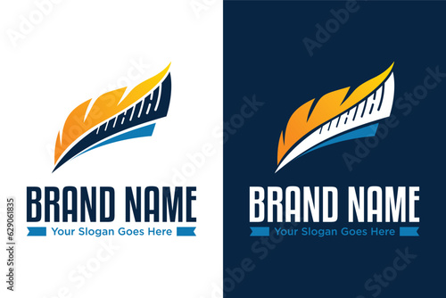 simple feather journal illustration logo design
