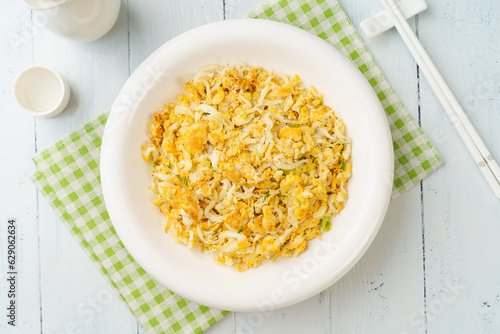 Special Chinese Cuisine Small Whitebait Scrambled Eggs