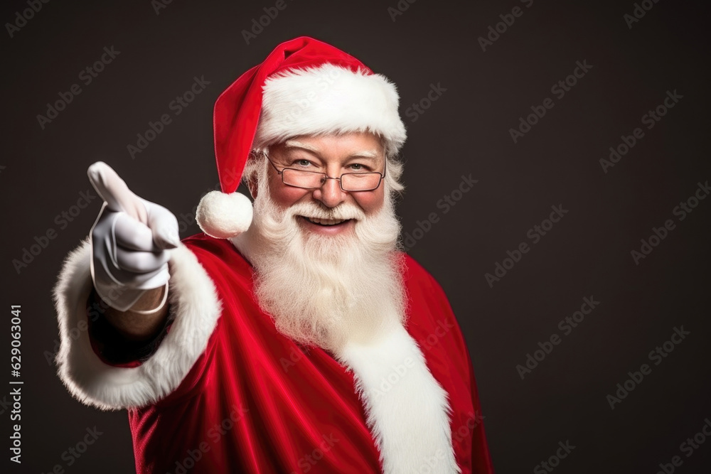 Santa Claus on red background with the thumb up Generative AI
