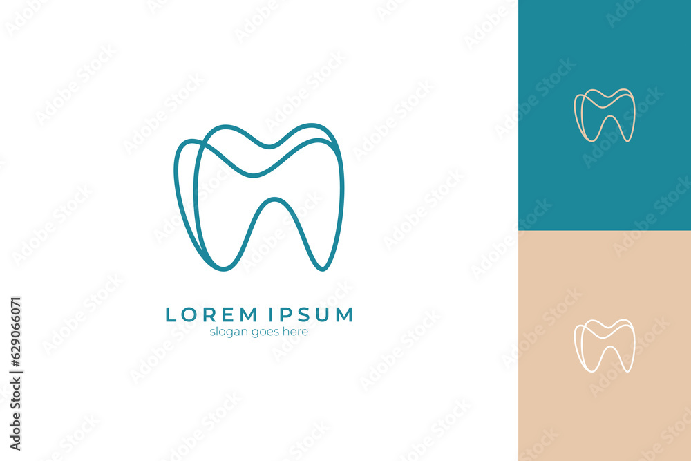 Dental logo with abstract tooth image in line design style Stock Vector ...