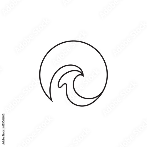 Wave logo in minimalist one line design