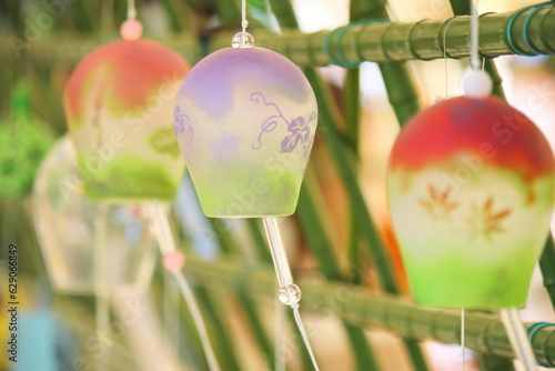 Colorful Japanese wind chimes, Summer feature of Japan.	
 photo