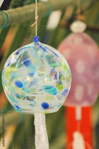 Colorful Japanese wind chimes, Summer feature of Japan.	
 photo