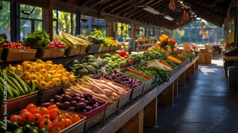 A local farmer's market filled with fresh produce. Generative AI