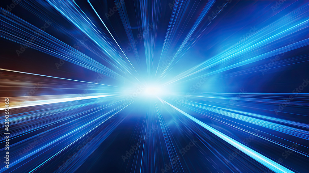 science, futuristic, energy technology concept. Digital image of light rays, stripes lines with blue light, speed and motion blur over dark blue background science, futuristic, energy technology concept. Digital image of light rays, stripes lines with blue light, speed and motion blur over dark blue background