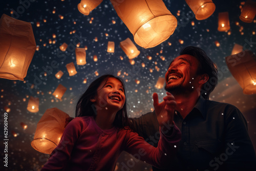 Cultural Unity: A Diverse Family Releasing Sky Lanterns, Embracing New Beginnings.
Shared Joy Across Cultures: Family Celebrates with Sky Lanterns, Signifying Fresh Starts.



