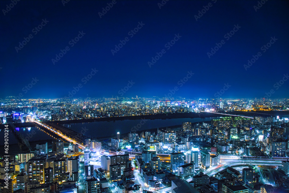 Fototapeta premium 梅田スカイビルからの夜景〈淀川方面〉