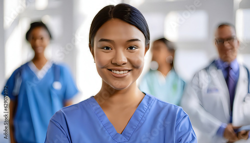 portrait of a young nursing student standing confidently in a hospital. High quality photo