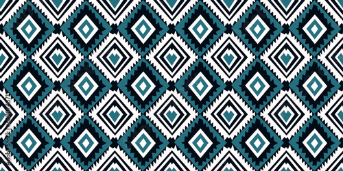 Azure jagged rhombuses. Alternating two kinds of rhombuses, great stylish pattern. Design for textile, pillows, clothing, background, wrapping, notebooks.