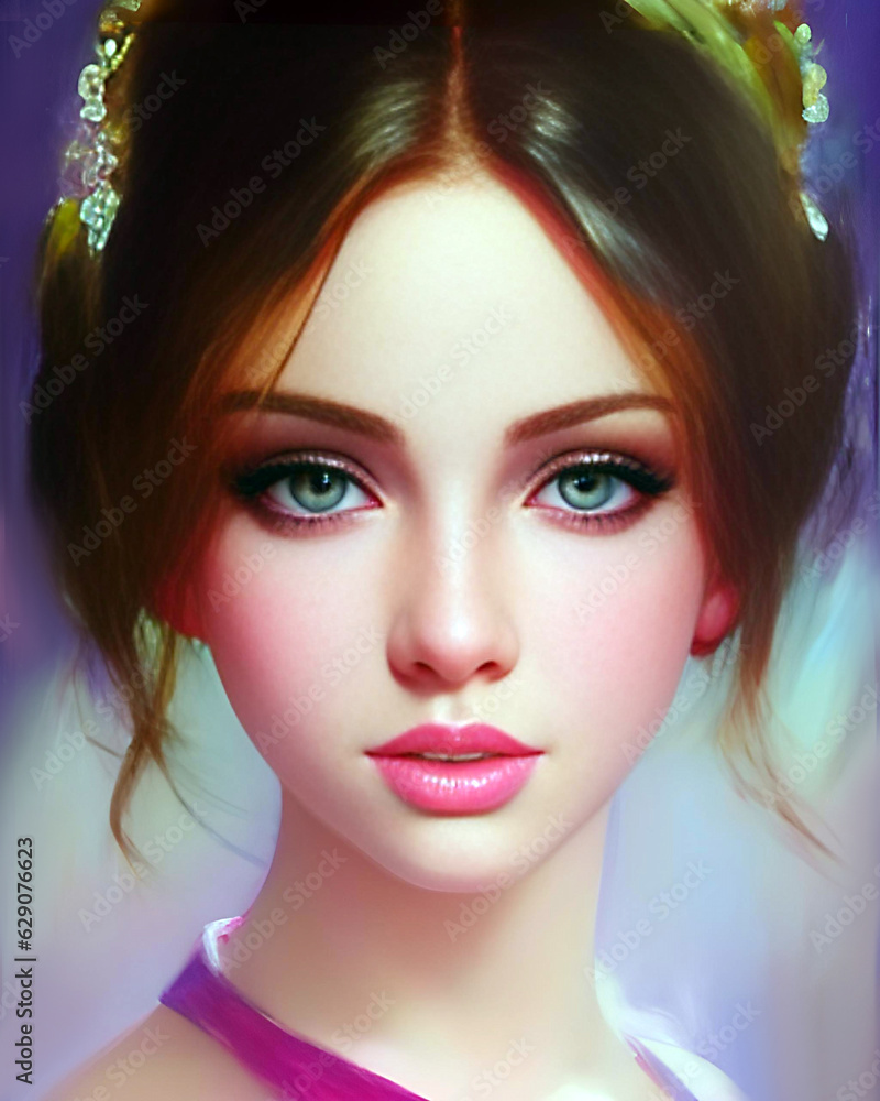 Naklejka premium An abstract and detailed illustration of a young woman created by generative AI.