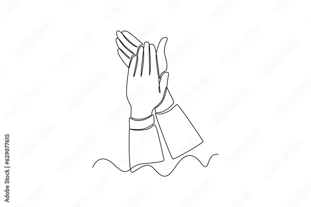 Obraz premium Continuous one line drawing of happy people group, welcoming and applauding concept. Doodle vector illustration in simple linear style. 