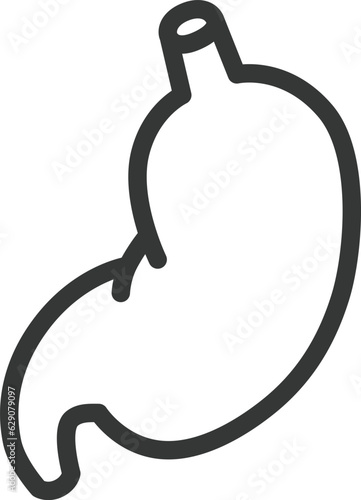 医療関連の線画単品アイコン　胃