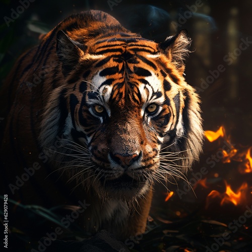 tiger walking in the nature background