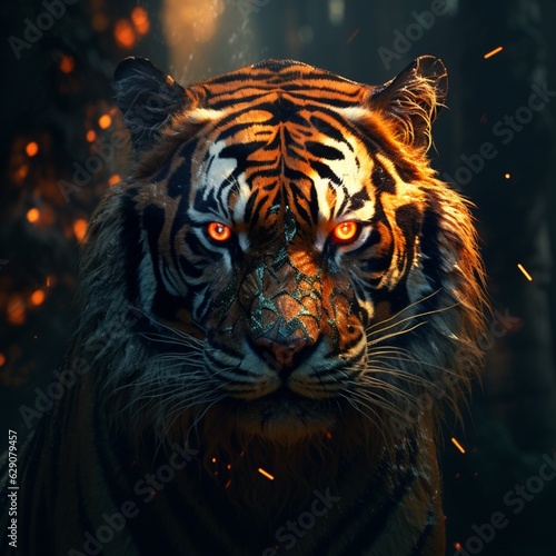 angry tiger red eye illustration