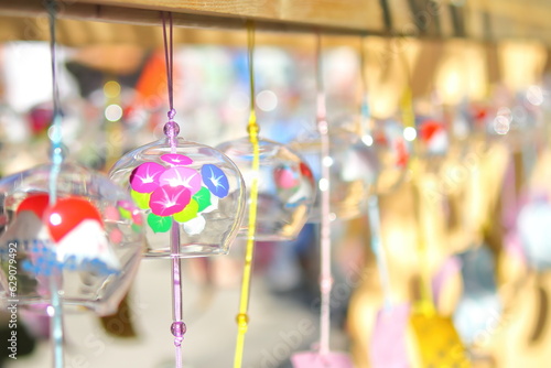 Colorful Japanese wind chimes, Summer feature of Japan.	
