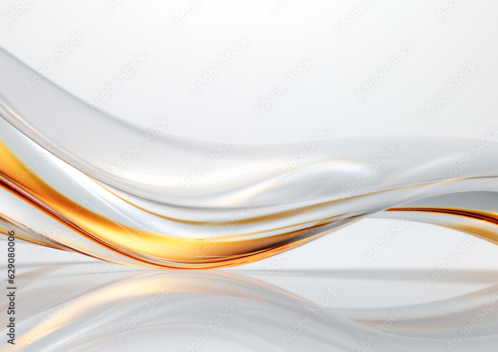 Naklejka premium 高級感のあるエレガントな白色と金色の抽象的なウェーブ背景