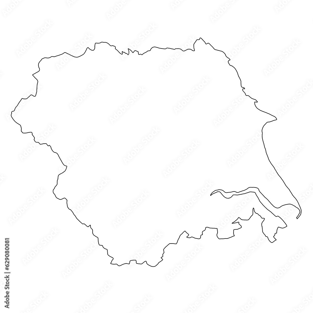outline map of Yorkshire and the Humber is a region of England, with borders outline map of Yorkshire and the Humber is a region of England, with borders