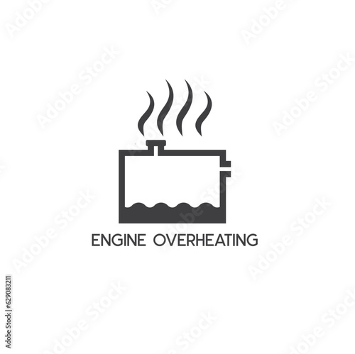 engine overheating symbol, vector art.