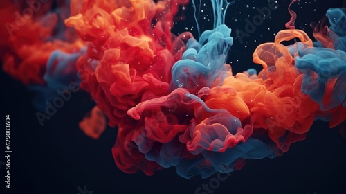 Ink drops in water creating mesmerizing forms. Generative AI