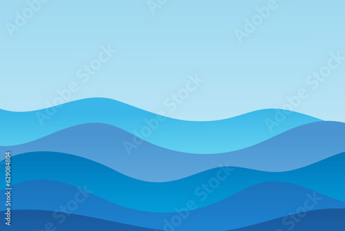 Beautiful blue wave background. Abstract background flat design vector illustration.