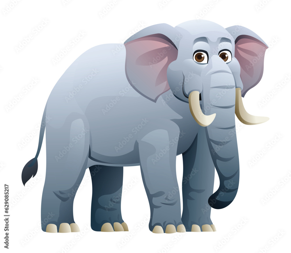 Naklejka premium Elephant cartoon character illustration isolated on white background