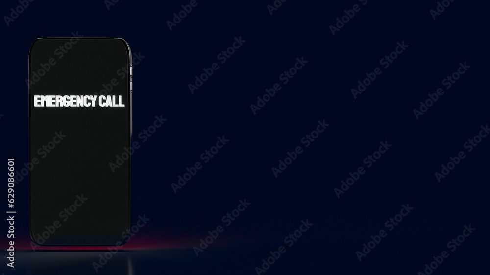 The emergency call on mobile for ambulance or safety concept 3d rendering The emergency call on mobile for ambulance or safety concept 3d rendering