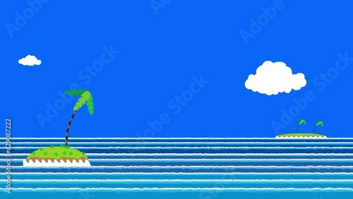 複葉機で海を旅するパイロット