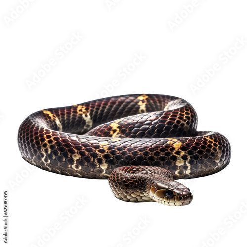 A brown and black snake. isolated on white. Transparent PNG. Generative AI