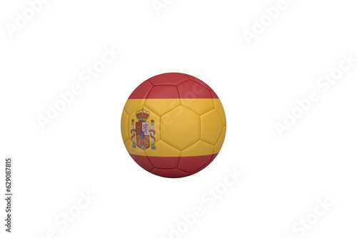 Digital png illustration of soccer ball with spanish flag on transparent background