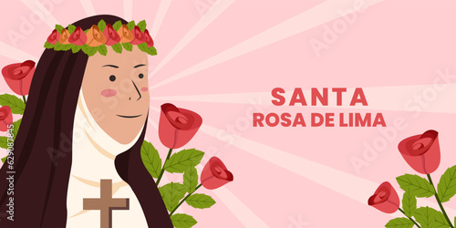 horizontal banner Santa rosa de lima illustration in flat design