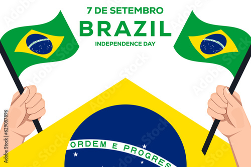 7 de setembro brazil independence day, background illustration with hands holding flag