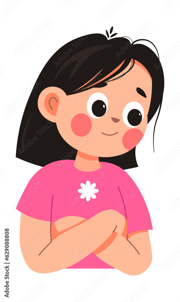 Pensive child with funny expression on face vector Pensive child with funny expression on face vector