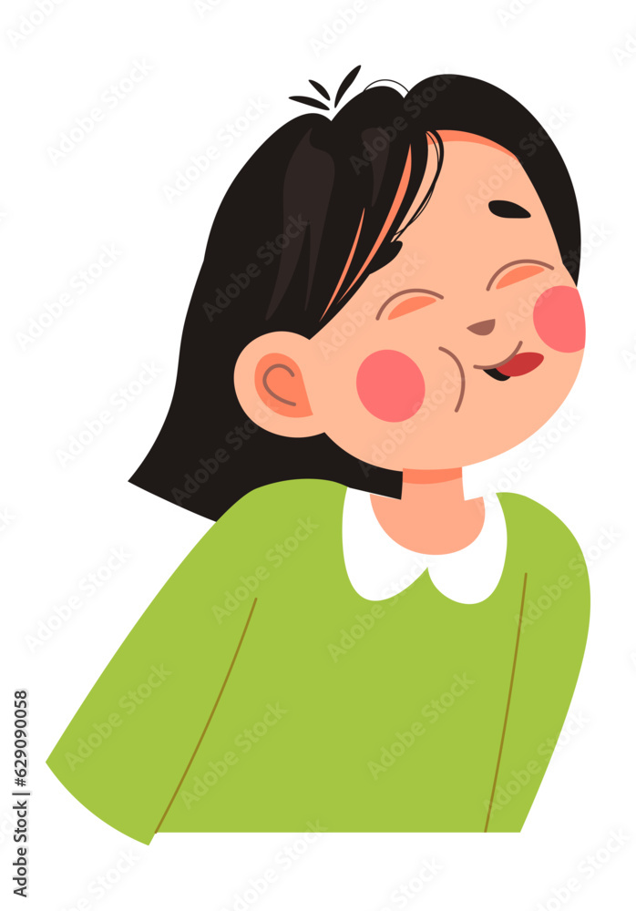 Small girl teasing sticking out tongue vector Small girl teasing sticking out tongue vector