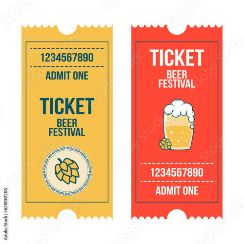 Set of vertical oktoberfest ticket templates with beer festival entrance ticket design. Vector illustration