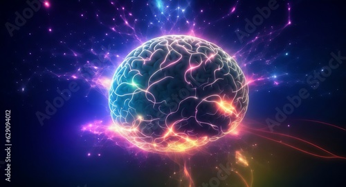 concept of a human brain full with creativity  Brain Manipulation Technology - generative ai