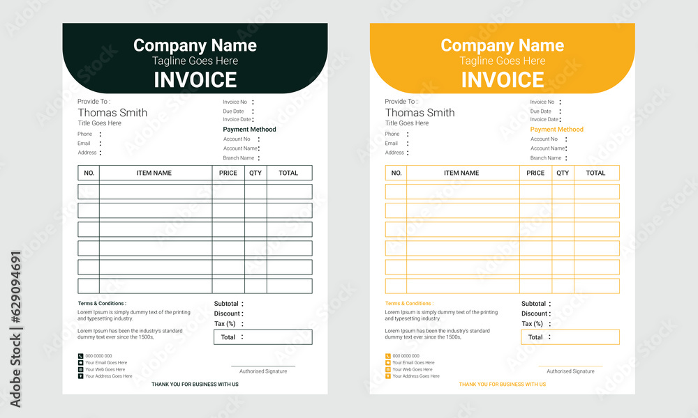 Modern And Professional Multiple Business Invoice Design For Print Modern And Professional Multiple Business Invoice Design For Print