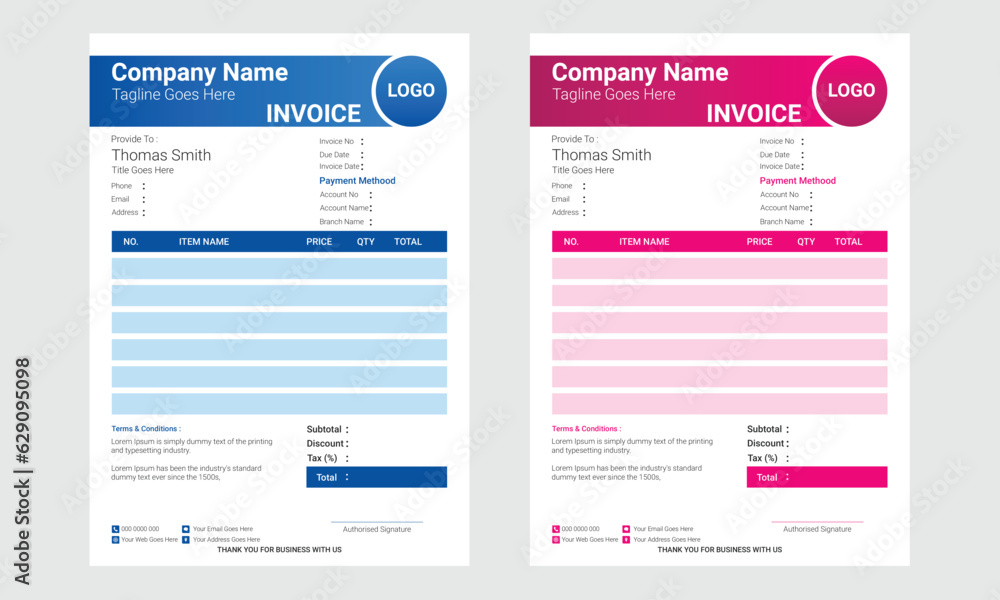 Modern And Professional Multiple Business Invoice Design For Print Modern And Professional Multiple Business Invoice Design For Print