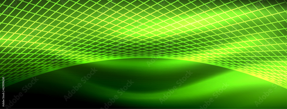 Fototapeta premium Neon light glowing line vectors: vibrant colors, sleek lines. Captivating design style inspired by neon signs. Electric energy for websites, ads, and more