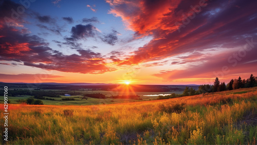 Beauty of a sunset  with vibrant hues of orange  pink  and purple painting the sky.